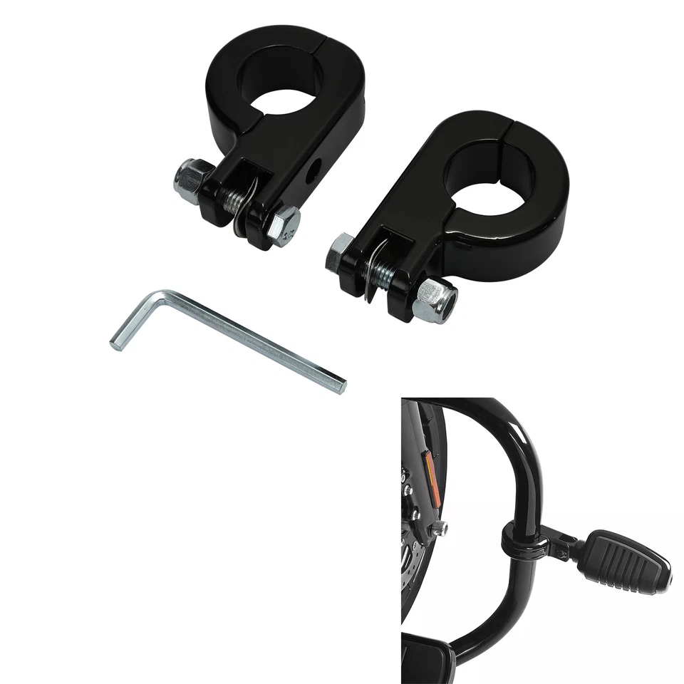 Braçadeiras de apoio para os pés 1 1/4" Highway Foot Pegs suporte para Harley Touring Road Glide EUA - Imagem 2 de 4