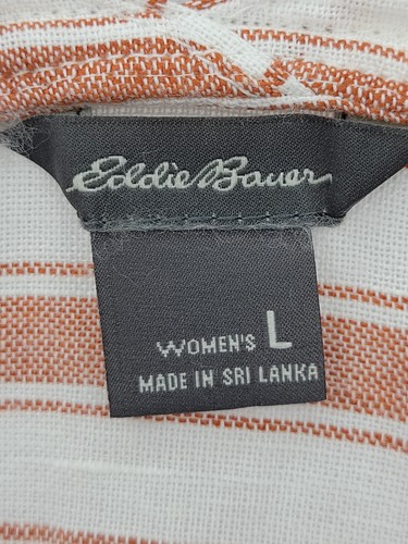 Top Eddie Bauer para mujer desteñido rojo blanco a rayas lino playero manga larga Lagenlook - Imagen 3 de 7