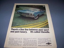 VINTAGE..CHEVY CHEVELLE SS 396 COUPE..ORIGINAL COLOR SALES AD...RARE! (400F)
