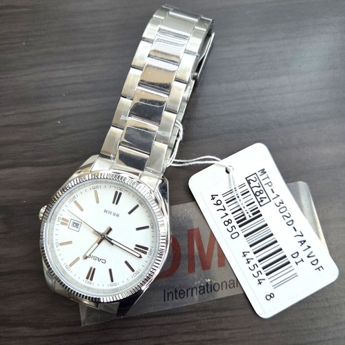 Casio Analog Silver Metal MTP-1302D-7A1DF Band White Men Watch Original New - Picture 5 of 11
