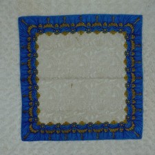 N376 LANCETTI Blue Paisley Ivory Cotton Scarf Scarves Pocket Square 20" X 20.5"