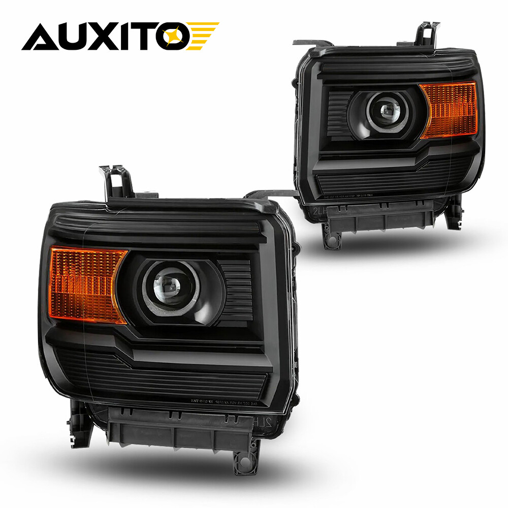 Black Amber Corner Headlight Projector Lamp For 15-19 GMC Sierra 2500HD 3500 12V