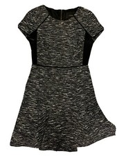 J Crew Dress Sz 2 Fit/Flair  Black Tweed Office Workwear