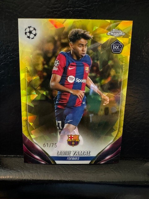 Lamine Yamal 2024 Topps Chrome Sapphire UEFA Rookie RC Yellow Refractor /75