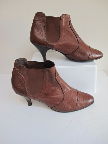 L.K.BENNETT Brown Leather Ankle Boots 
