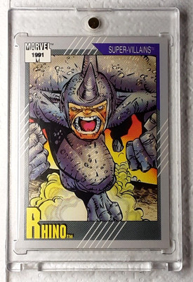 1991 Marvel Super Villains Karte 73 RHINO.   GRATIS ONE-TOUCH-HALTER