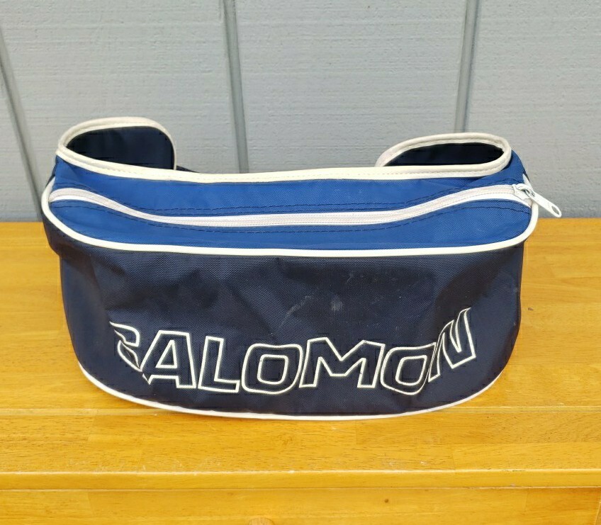 Borsa Vintage Salomon Fanny Pack Blu Grande Vita Cintura Borsa Anca Sci Neve