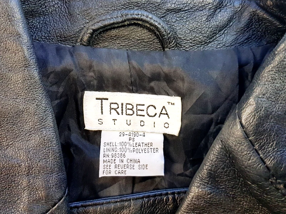TRIBECA STUDIO Petite Womans Black LEATHER COAT - S - UK10 - EU38 - PS - SP-£169 - Image 3 of 4