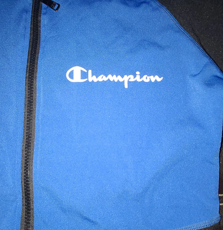 Chándal Champion para mujer con capucha y cremallera talla XL negro/azul  Foto 3 de 4
