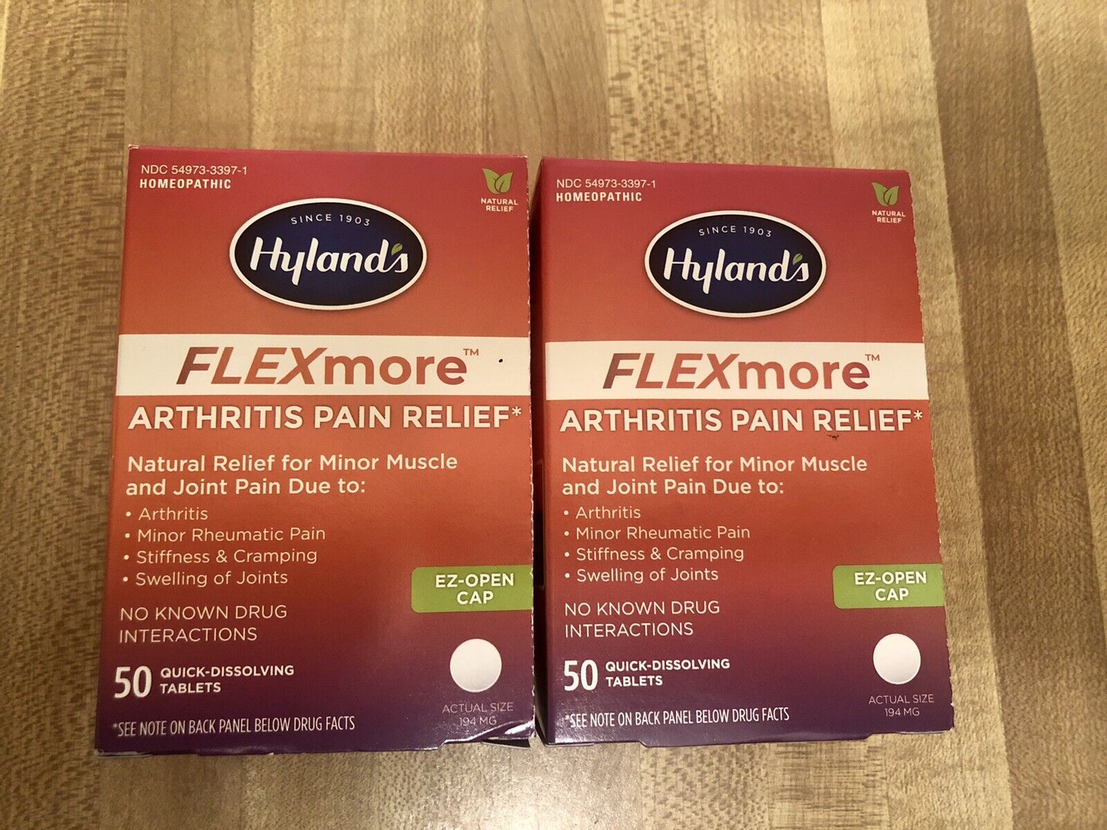 2 × Hyland's FLEXmore ARTHRITIS PAIN RELIEF NATURAL •  50 Tablets Each.