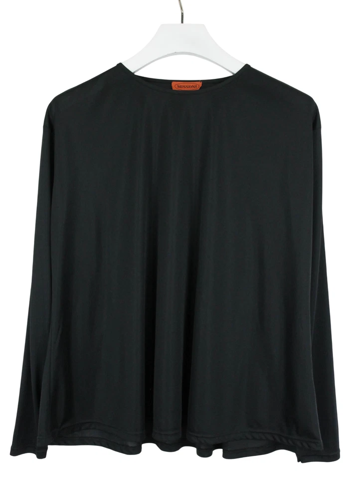Missoni Bluse Damen XXL Schwarz Langärmelig Rundhals Bedruckt Logo - Bild 1 von 4