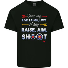 Raise Aim Shoot Funny Archery Archer Kids T-Shirt Boys Girls