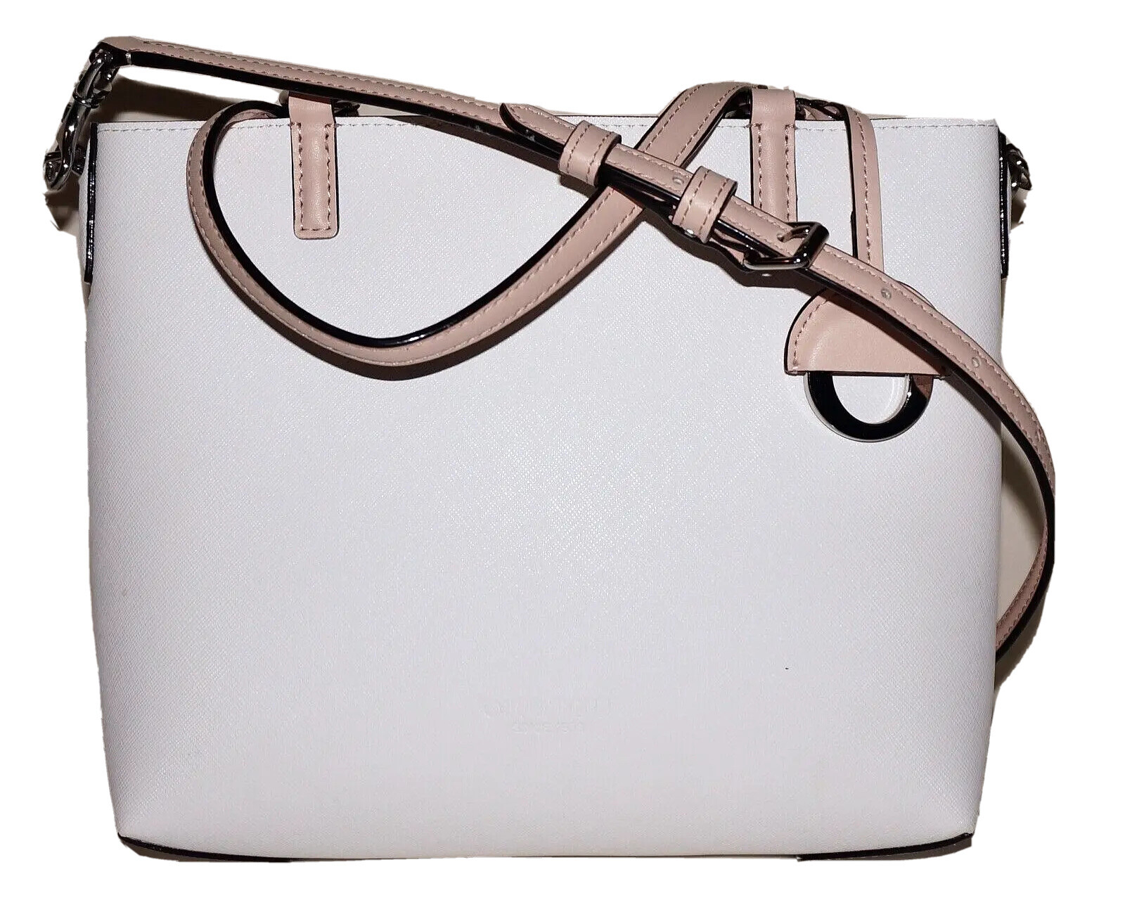 OROTON White Crossgrain Leather & Light Buff Leather … Gem