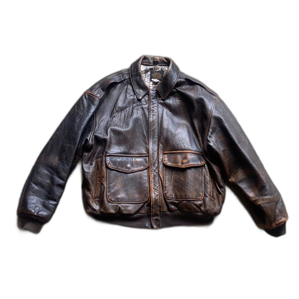 AVIREX TYPE A-2 ARMY AIR VINTAGE DISTRESSED LEATHER JACKET AVIREX TYPE A-2 ARMY AIR VINTAGE DISTRESSED LEATHER JACKET