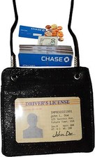 New Business card case, card holder w/ neck string, fifty business IDs card bnwt