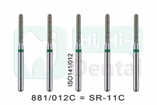 10Pcs Dental Diamond Burs FG Round End Cylinder 881/012C SR-11C Coarse Grit High