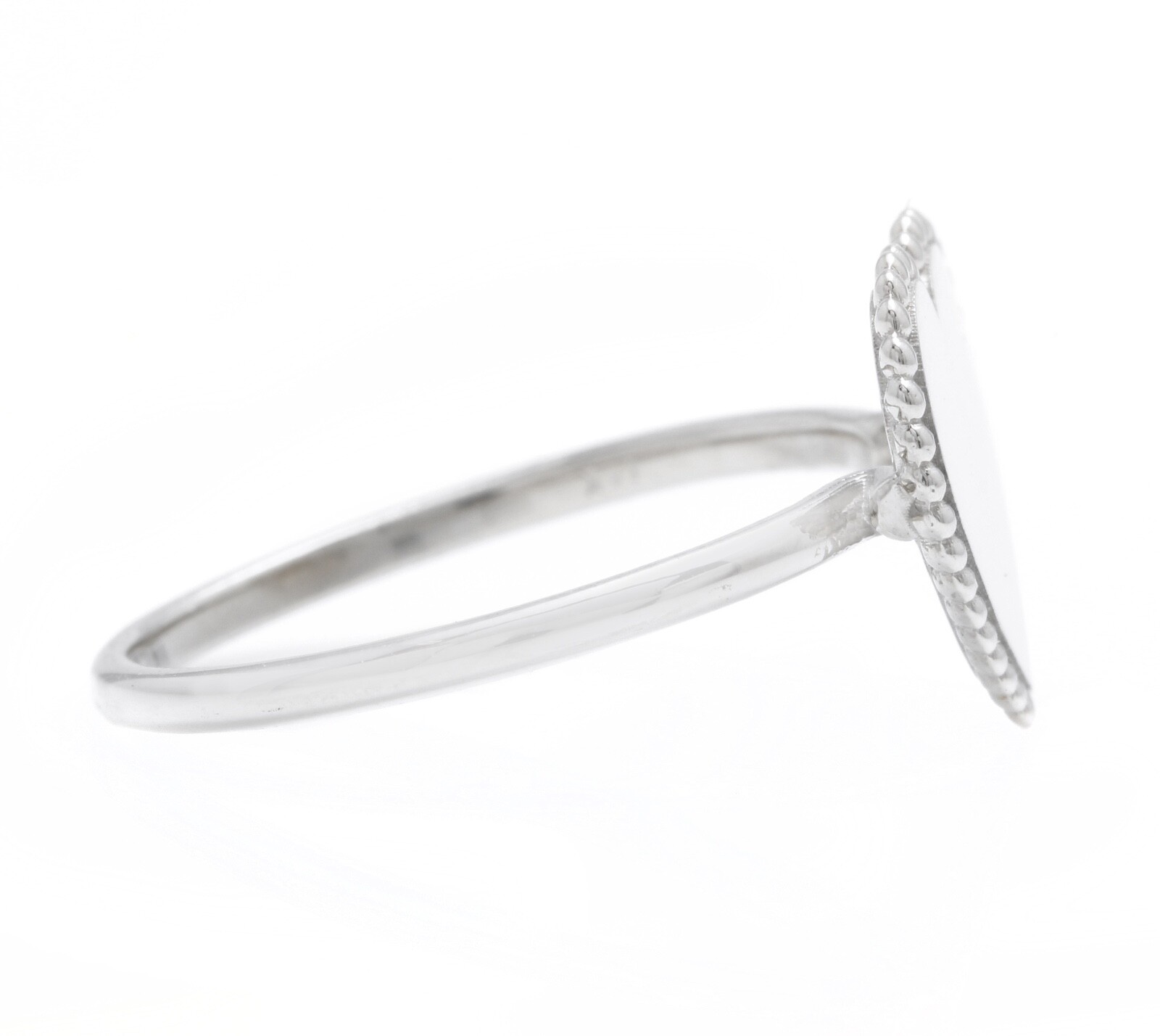 Beautiful 14K Solid White Gold Heart Ring - image 3