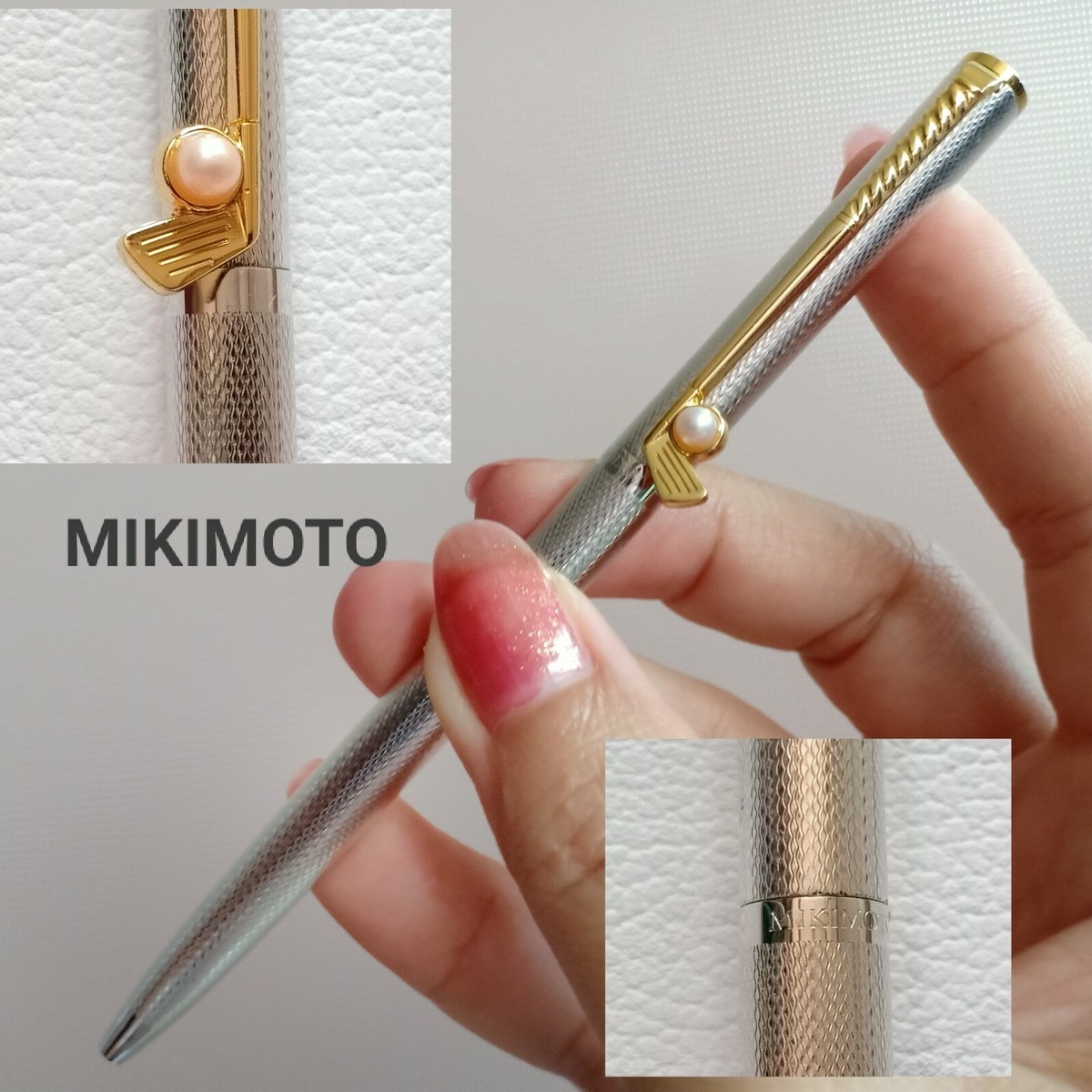 MIKIMOTO Pearl Ballpoint pen Silver Gold Excellent MIKIMOTO Pearl Ballpoint pen Silver Gold Excellent
