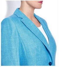 Marina Rinaldi Turquoise Marl Linen~ Silk~ Virgin Wool~ Blazer Uk20