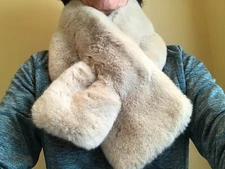 Faux Fur Scarf/Neck Warp/Warmer by Vero Moda, pull through, Beige, one size