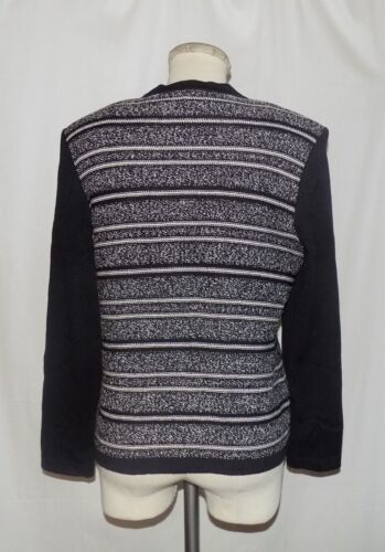 Chaqueta Cárdigan St John "SJK"" Negro/Blanco Tweed y Santana Tejido con Botones a Rayas 4 - Imagen 2 de 5