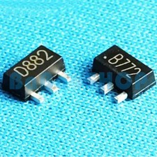 10 ~ 1000pcs 2SD882 2SB772 3A D882 B772 NPN PNP SILICON POWER TRANSISTORS  SOT89