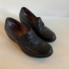 Dansko Women Size US 7.5-8 EUR 38 Black Wedge Slip On Shoes Loafer Leather