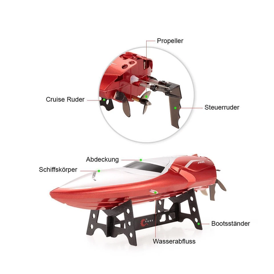 EFASO H106  2 Kanal RC Racing Boot 2.4GHz, 25km/h schnell, ferngesteuert, RTR - Bild 3 von 4