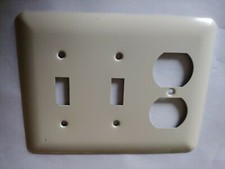 Ivory metal 2-Gang Toggle Duplex Outlet Wall Plate Mulberry 74543 127