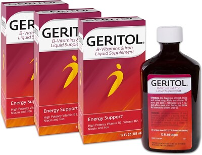 Geritol LIQUID High Potency Vitamin-B & Iron Liquid Supplement 12oz ( 3 pack )