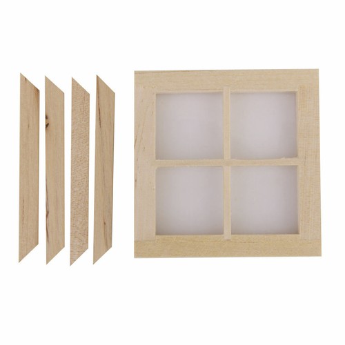 Fenêtre en bois 4 vitres avec cadre maison de poupées accessoire miniature 1:12 - Photo 3/12