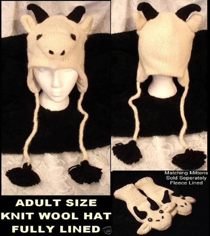 GOAT HAT knit FAST US SHiP fleece Ln ADULT alpaca cap county fair Costume animal