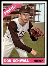 1966 Topps Baseball Card Don Schwall Pittsburgh Pirates #144 EX+