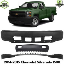 Front Bumper Paintable & Skid Plate Kit For 2014-2015 Chevrolet Silverado 1500