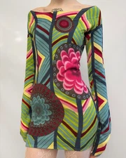 Desigual Multicolor Dress Tunic Psychedelic Y2K Gaultier Save the queen Style