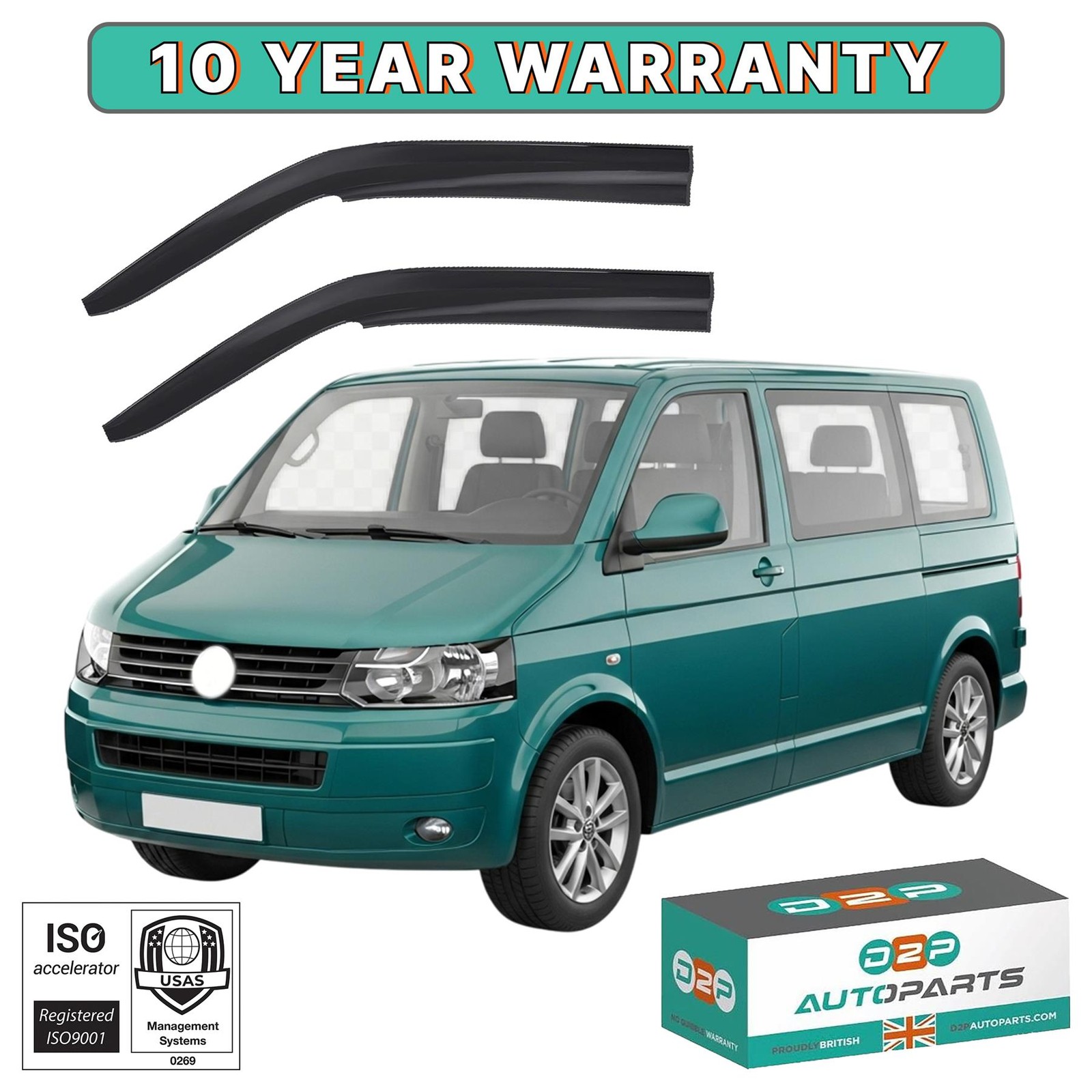 WIND DEFLECTORS FOR VW T5 TRANSPORTER 2003-2015 2PCS