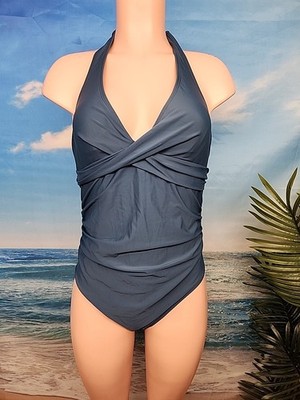 NWT Cupshe One Piece Swimsuit Large Blue Koi Color Halter Top