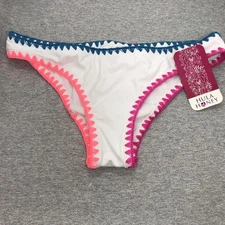 Hula Honey Whip-Stitch Cheeky Bikini Briefs Women's Swimsuit White Size Medium