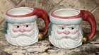 Set Pair 2 Santa Mug Omnibus Fitz & Floyd Vintage 1990 Ceramic Cup Christmas