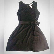 LOFT Plus NWT Dress sz16 Black Knee High Sleeveless Belted Stretch Knit Career