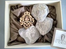 4pc New L'Objet Swrovski Crystal Gold Plate Napkin Rings