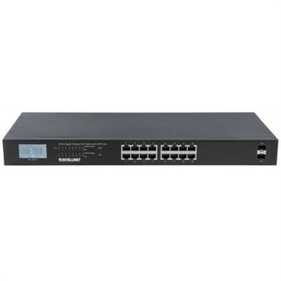 Intellinet 16-Port Gigabit Ethernet PoE+ Switch mit 2 SFP-Ports LCD-Anzeige