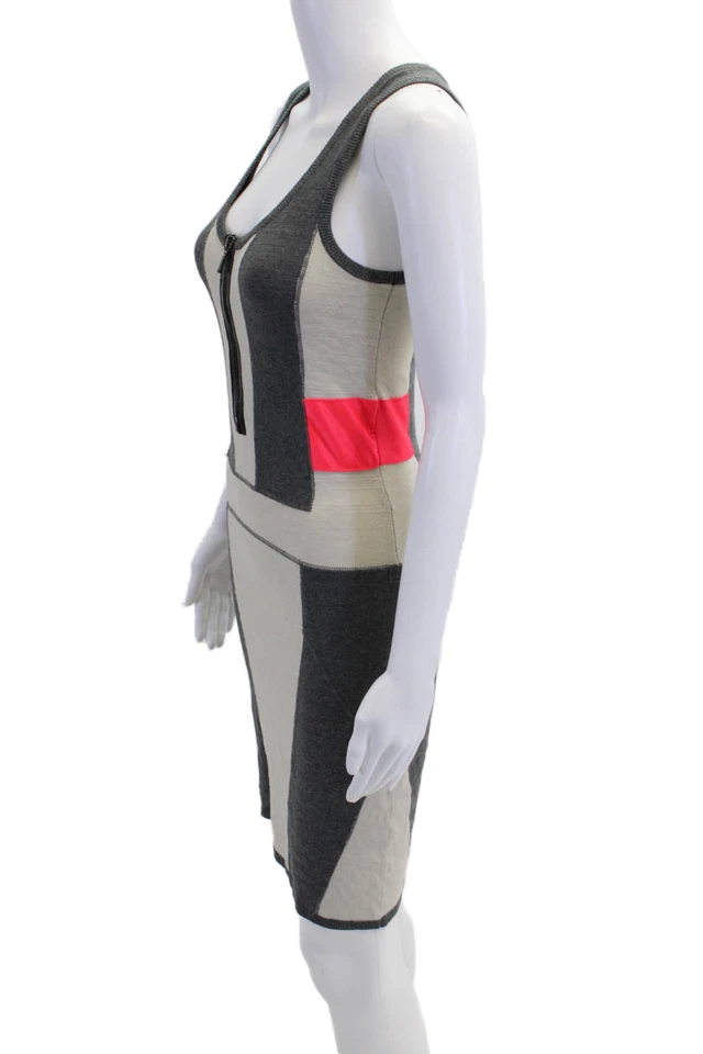 Artelier Nicole Miller Womens Sleeveless Scoop Neck Colorblock Dress White Small - Image 2 of 4