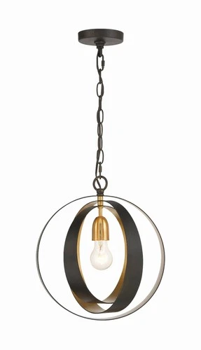 Crystorama Luna 12" Wide Bronze and Gold Orb Mini Pendant - Picture 2 of 5