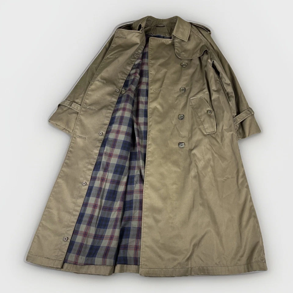 Gabardina Worthington de Colección para Mujer 6 Caqui Algodón Doble Pecho Pestañas para los Hombros Foto 2 de 4