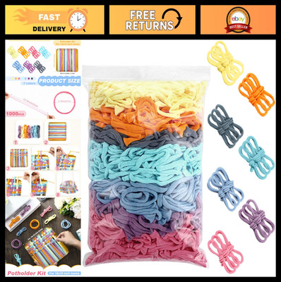 1000 Pcs 10'' Potholder Loom Loop Craft Kit - Weaving Loops for DIY Projects, Mul