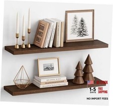 36 Inch Floating Shelves for Wall Set of 2, Large Long Wall Dark Walnut