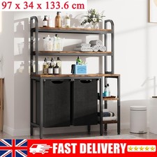 3-Tier Laundry Basket Hamper Pull-Out 2X 49L Bags with Side Shelf & Metal Frame