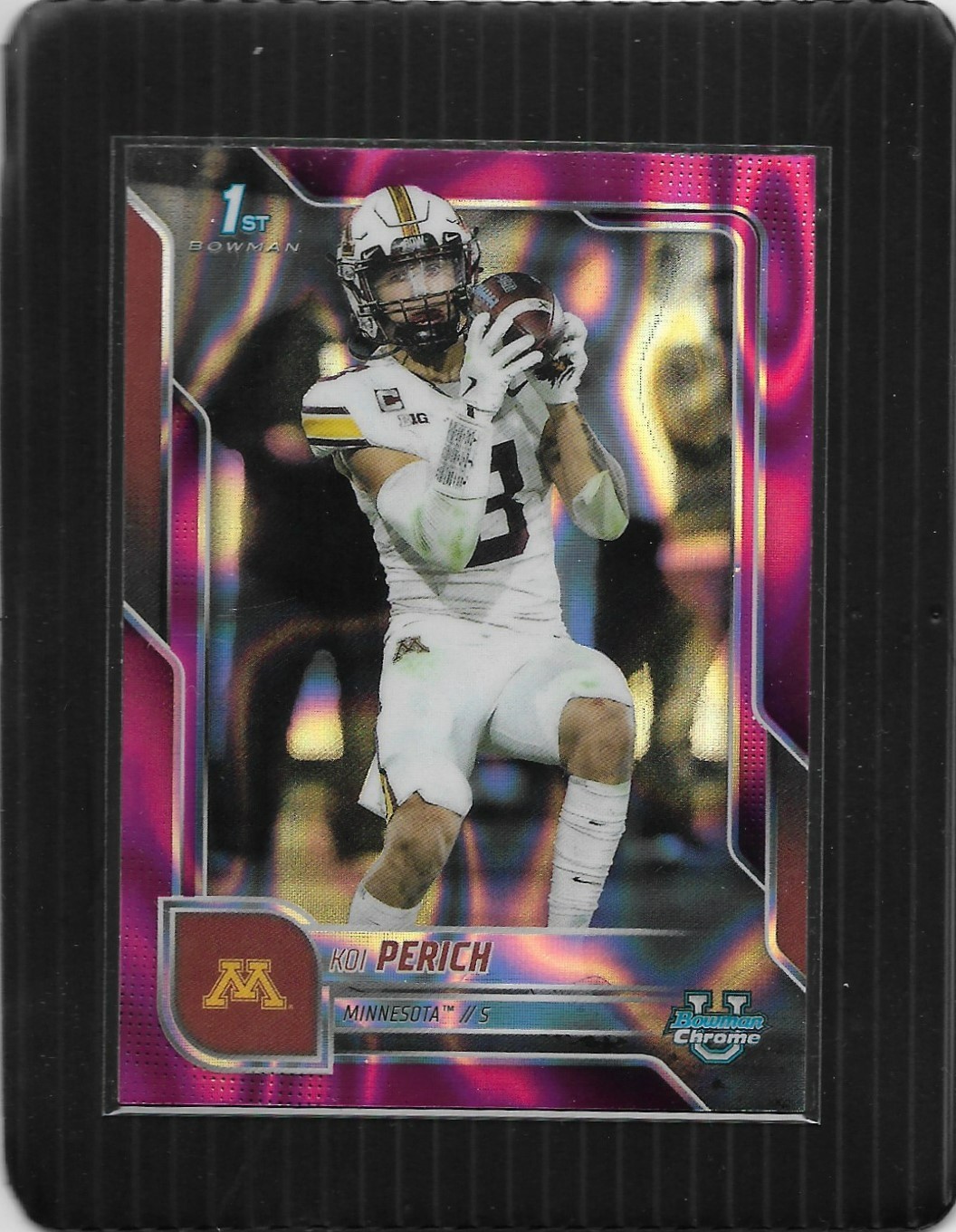 2025 Bowman University Chrome Koi Perich 116 Minnesota Pink Lava 1st Refractor