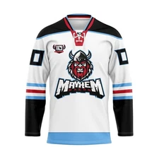 Macon Mayhem Personalized Away Lace Hockey Shirt Fan Gear